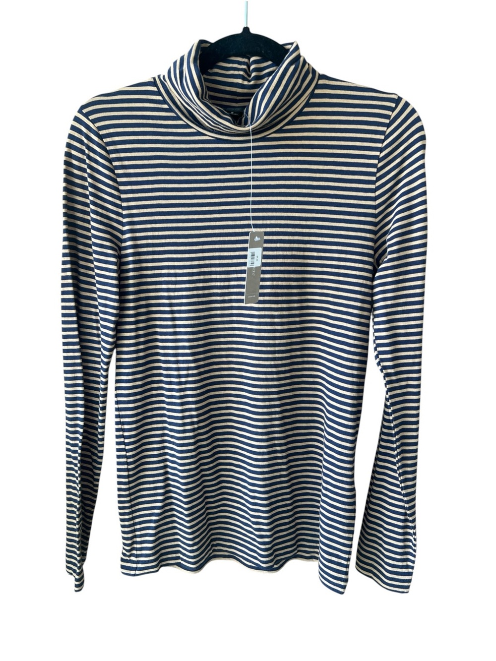 J.Crew New w Tag Camel Navy Stripe Cotton Essential Turtleneck Top